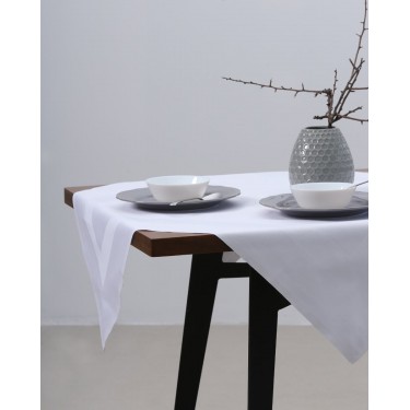 Τραπεζομάντηλο Gourmet με ζακάρ σχέδιο ρίγας 2 ατόμων | 100x100cm Άσπρο