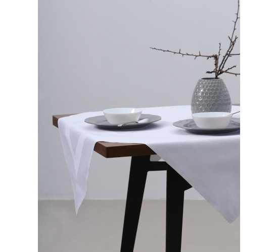 Τραπεζομάντηλο Gourmet με ζακάρ σχέδιο ρίγας 2 ατόμων | 100x100cm Άσπρο