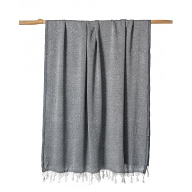 Φουλάρι Scarf Sarong Από Bamboo με Κρόσσια Relaxation 100x190cm Παρεό (100x190cm) Μαύρο