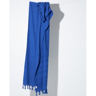 Βαμβακερή Πετσέτα Θαλάσσης Διπλής Όψης με Κρόσσια Klima σε 8 Αποχρώσεις 90x140cm Θαλάσσης | 90x170cm Μπλε Royal