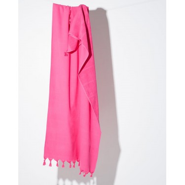 Βαμβακερή Πετσέτα Θαλάσσης Διπλής Όψης με Κρόσσια Klima σε 8 Αποχρώσεις 90x140cm Θαλάσσης | 90x170cm Φούξια