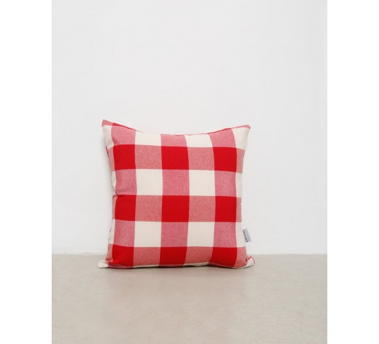 Διακοσμητική θήκη Cabanna με μεγάλο καρώ σχέδιο 35x35cm Κόκκινο