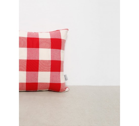 Διακοσμητική θήκη Cabanna με μεγάλο καρώ σχέδιο 35x35cm Κόκκινο