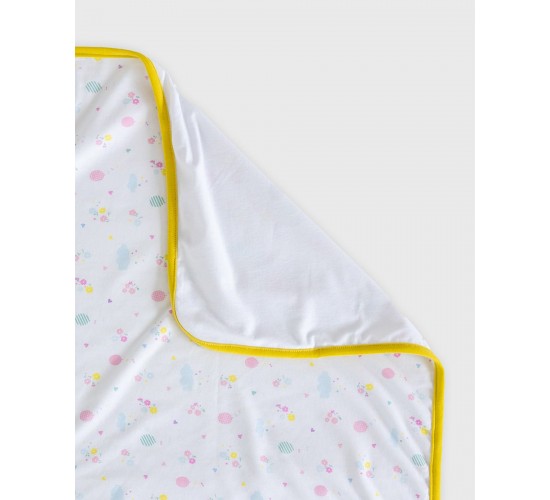 Βρεφική Βαμβακερή Κουβέρτα Λίκνου με Μπαλόνια & Λουλούδια Baby Hug 90x70cm Λίκνου (90x70cm) Άσπρο