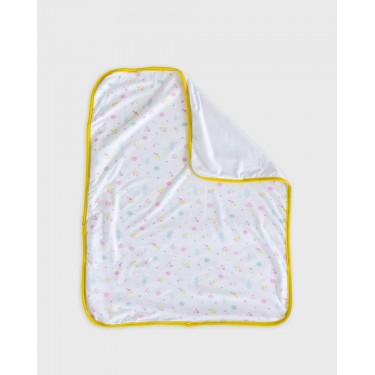 Βρεφική Βαμβακερή Κουβέρτα Λίκνου με Μπαλόνια & Λουλούδια Baby Hug 90x70cm Λίκνου (90x70cm) Άσπρο