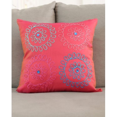 Διακοσμητική Φούξια Μαξιλαροθήκη Ταφτάς Baira 40x40cm 40x40cm Φούξια