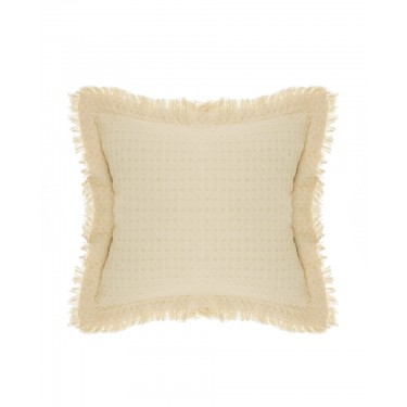 Βαμβακερή Πικέ Μαξιλαροθήκη Καναπέ Δαπέδου με Κρόσσια Carlos σε 7 Αποχρώσεις 45x45cm Πούδρα