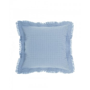 Βαμβακερή Πικέ Μαξιλαροθήκη Καναπέ Δαπέδου με Κρόσσια Carlos σε 7 Αποχρώσεις 45x45cm Μπλε Γκρι