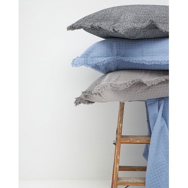 Βαμβακερή Πικέ Μαξιλαροθήκη με Κρόσσια Carlos σε 7 Αποχρώσεις 50x70cm 50x70cm Γκρι