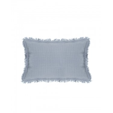 Βαμβακερή Πικέ Μαξιλαροθήκη με Κρόσσια Carlos σε 7 Αποχρώσεις 50x70cm 50x70cm Ανθρακί