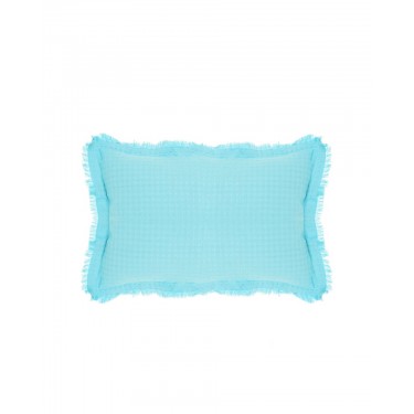 Βαμβακερή Πικέ Μαξιλαροθήκη με Κρόσσια Carlos σε 7 Αποχρώσεις 50x70cm 50x70cm Άκουα