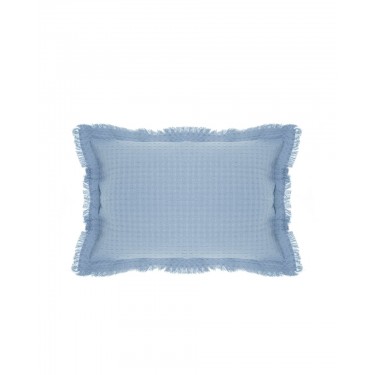 Βαμβακερή Πικέ Μαξιλαροθήκη με Κρόσσια Carlos σε 7 Αποχρώσεις 50x70cm 50x70cm Μπλε Γκρι