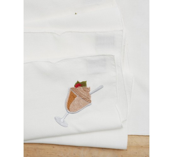 Σετ Πετσέτες Φαγητού 4 τεμ με Κέντημα Παγωτό Ice Cream 40x40cm Εκρού