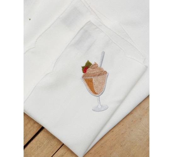 Σετ Πετσέτες Φαγητού 4 τεμ με Κέντημα Παγωτό Ice Cream 40x40cm Εκρού