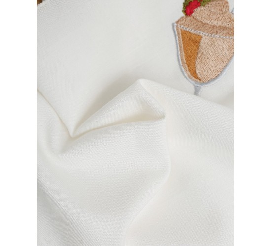 Σετ Πετσέτες Φαγητού 4 τεμ με Κέντημα Παγωτό Ice Cream 40x40cm Εκρού