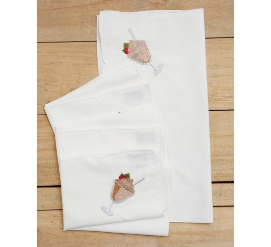 Σετ Πετσέτες Φαγητού 4 τεμ με Κέντημα Παγωτό Ice Cream 40x40cm Εκρού