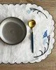 Λινό Οβάλ Σουπλά με Κέντημα Λουλούδια Μπλε Λινό Οβάλ Σουπλά με Κέντημα Λουλούδια Μπλε