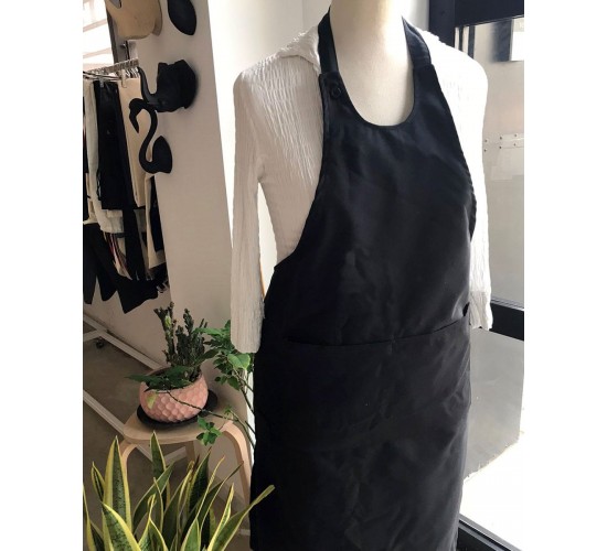 Βαμβακερή Μαύρη Ποδιά Somelier Ryan 82x107cm Μπούστο (82x107cm) Μαύρο