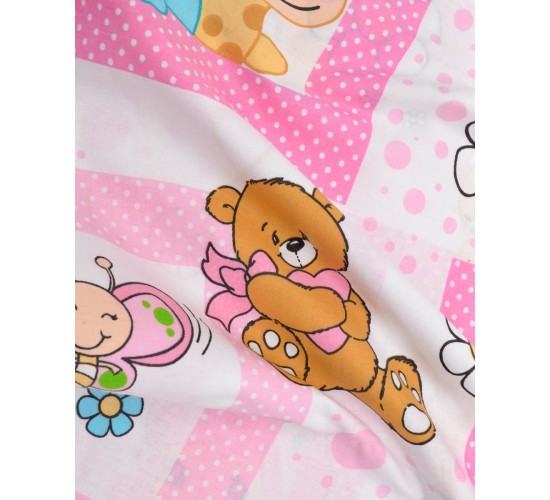 Βαμβακερό Βρεφικό Σεντόνι Λίκνου με Λάστιχο Cute Girl 60x90 15cm Λίκνου (60x90 15cm) Ροζ