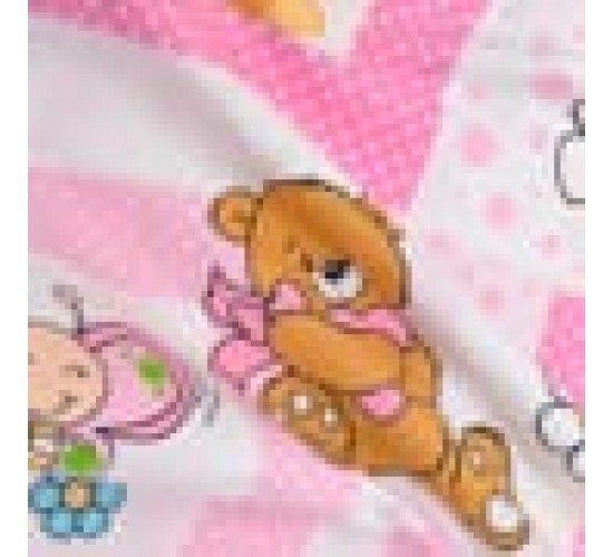 Βαμβακερό Βρεφικό Σεντόνι Λίκνου με Λάστιχο Cute Girl 60x90 15cm Λίκνου (60x90 15cm) Ροζ