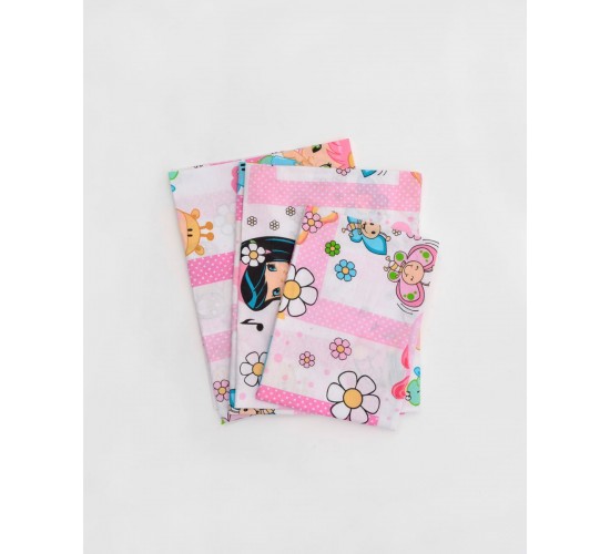 Βαμβακερό Βρεφικό Σεντόνι Λίκνου με Λάστιχο Cute Girl 60x90 15cm Λίκνου (60x90 15cm) Ροζ