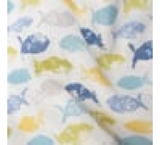 Ύφασμα Λονέτα με Σχέδιο Ψαράκια Oceanic Φ280cm σε 2 Αποχρώσεις Άκουα