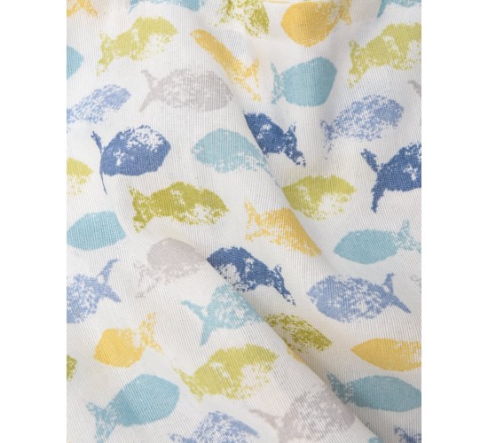 Ύφασμα Λονέτα με Σχέδιο Ψαράκια Oceanic Φ280cm σε 2 Αποχρώσεις Άκουα