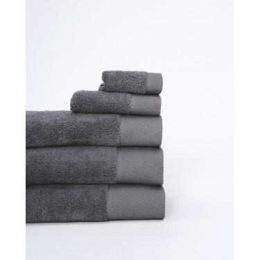 Βαμβακερή Πετσέτα με Φαρδιά Πικέ Φάσα Capital 700gsm Προσώπου | 50x90cm Γκρι Σκούρο