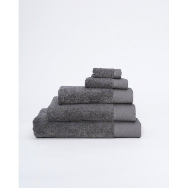 Βαμβακερή Πετσέτα με Φαρδιά Πικέ Φάσα Capital 700gsm Προσώπου | 50x90cm Γκρι Σκούρο