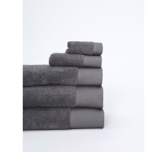 Βαμβακερή Πετσέτα με Φαρδιά Πικέ Φάσα Capital 700gsm Λουτρού | 90x170cm Γκρι Σκούρο