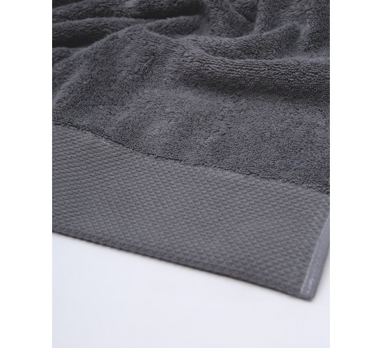 Βαμβακερή Πετσέτα με Φαρδιά Πικέ Φάσα Capital 700gsm Λουτρού | 90x170cm Γκρι Σκούρο