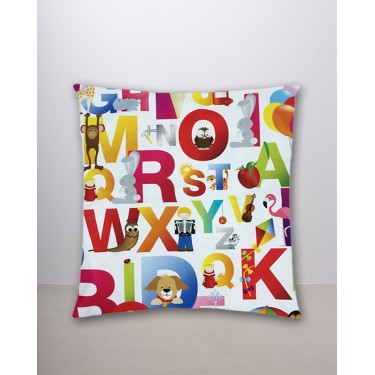 Διακοσμητική μαξιλαροθήκη Learn με τύπωμα με την αλφάβητο 40x40cm Multi