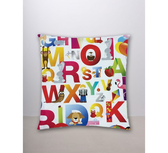 Διακοσμητική μαξιλαροθήκη Learn με τύπωμα με την αλφάβητο 40x40cm Multi
