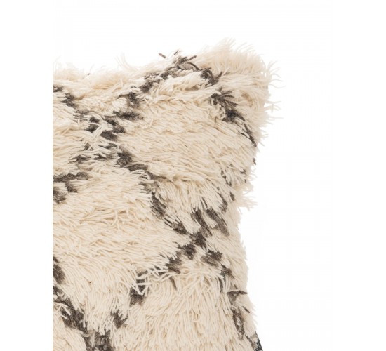 Μάλλινη Boho Διακοσμητική Μαξιλαροθήκη Σχέδιο Τετράγωνα Ravi 45x45cm 45x45cm Εκρού