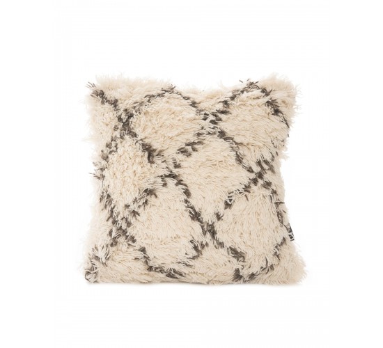 Μάλλινη Boho Διακοσμητική Μαξιλαροθήκη Σχέδιο Τετράγωνα Ravi 45x45cm 45x45cm Εκρού