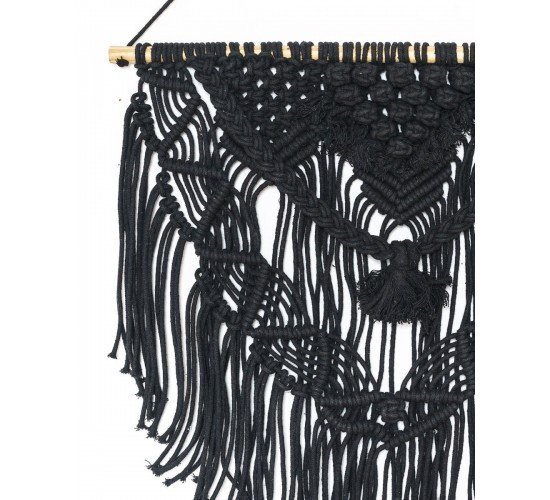 Boho Διακοσμητικό Τοίχου Βαμβακερό Macrame Rohan σε 2 Αποχρώσεις 50x50cm Μαύρο