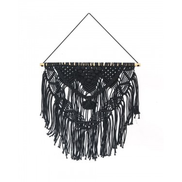 Boho Διακοσμητικό Τοίχου Βαμβακερό Macrame Rohan σε 2 Αποχρώσεις 50x50cm Μαύρο