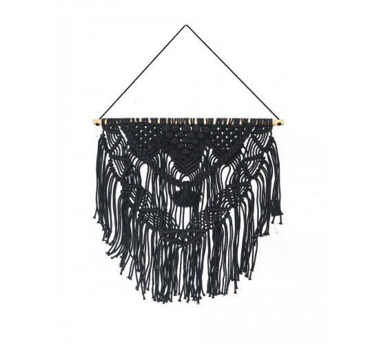 Boho Διακοσμητικό Τοίχου Βαμβακερό Macrame Rohan σε 2 Αποχρώσεις 50x50cm Μαύρο