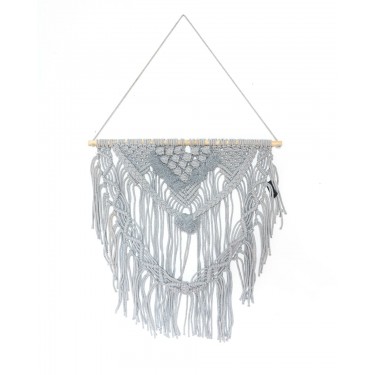 Boho Διακοσμητικό Τοίχου Βαμβακερό Macrame Rohan σε 2 Αποχρώσεις 80x80cm Γκρι