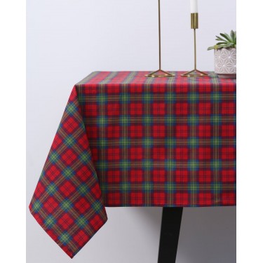 Τραπεζομάντηλο Scot με καρώ σχέδιο 6 ατόμων (140x180cm) Κόκκινο