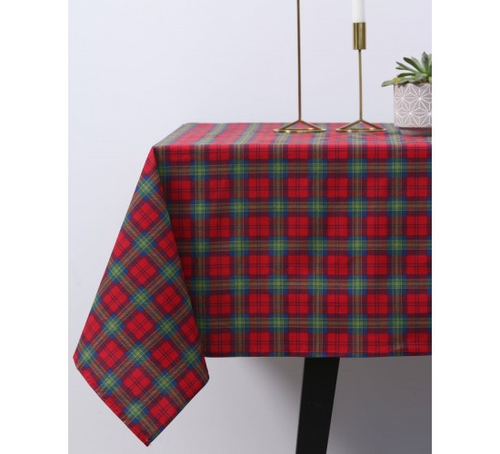 Τραπεζομάντηλο Scot με καρώ σχέδιο 6 ατόμων (140x180cm) Κόκκινο