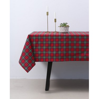 Τραπεζομάντηλο Scot με καρώ σχέδιο 6 ατόμων (140x180cm) Κόκκινο