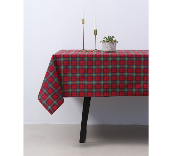 Τραπεζομάντηλο Scot με καρώ σχέδιο 6 ατόμων (140x180cm) Κόκκινο