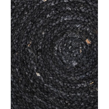 Ψάθα Μαύρο Πλεκτό Οικολογικό Στρογγυλό Χαλί Γιούτας Dark Διάμετρος 90cm Μαύρο