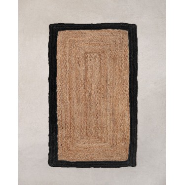 Πλεκτό Χαλάκι Γιούτα με Φάσα Norah 65x135cm Μαύρο