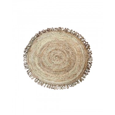 Ψάθα Πλεκτό Οικολογικό Στρογγυλό Χαλί Γιούτας Zig-Zag Φάσα Manhattan Διάμετρος 120cm Μπεζ