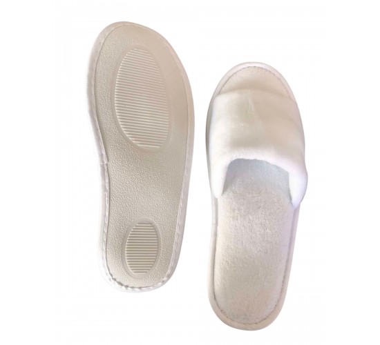 Ανοιχτές Βελουτέ Παντόφλες με Σκληρό Πάτο σε Πουγκί Zane2 One Size Άσπρο