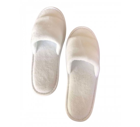 Ανοιχτές Βελουτέ Παντόφλες με Σκληρό Πάτο σε Πουγκί Zane2 One Size Άσπρο