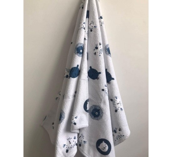 Βαμβακερή Παιδική Πετσέτα Θαλάσσης Wild Animals 70x150cm Θαλάσσης | 70x150cm Γκρι