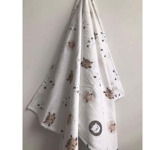 Βαμβακερή Παιδική Πετσέτα Θαλάσσης Wild Animals 70x150cm Θαλάσσης | 70x150cm Μπεζ